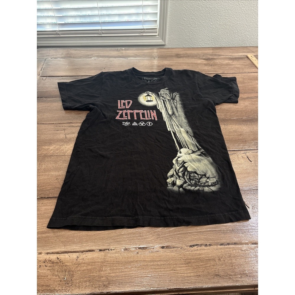 Led Zeppelin Shirt Mens Black Hermit Graphic Band Rock Tee T-Shirt Music Sz M